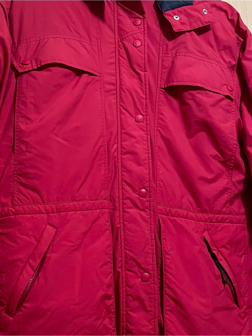 REI Vintage Down Jacket in Red. Insulated Parka with Detachable Hood Size 16 - Picture 2 of 11